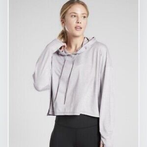 Athleta Uptempo Short Hoodie in Norweigan Grey Size Medium